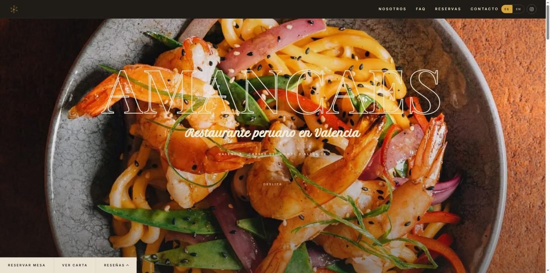 Website for Amancaes, a Peruvian restaurant in Valencia