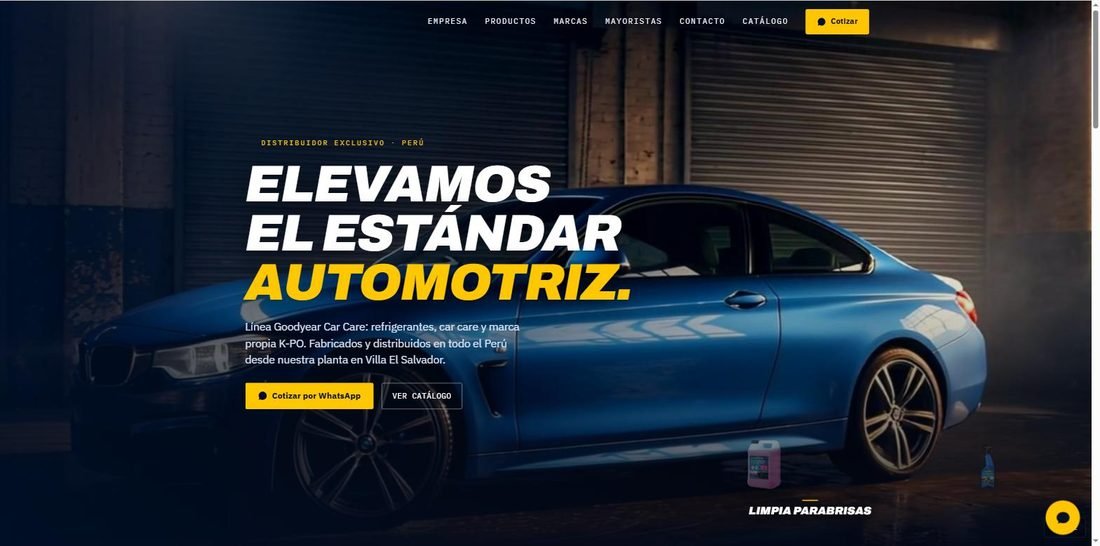 Website for DistriCar, Goodyear Car Care distributor in Peru