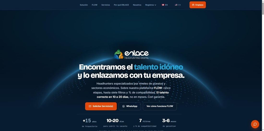 Website for Enlace Talento, a digital headhunting firm