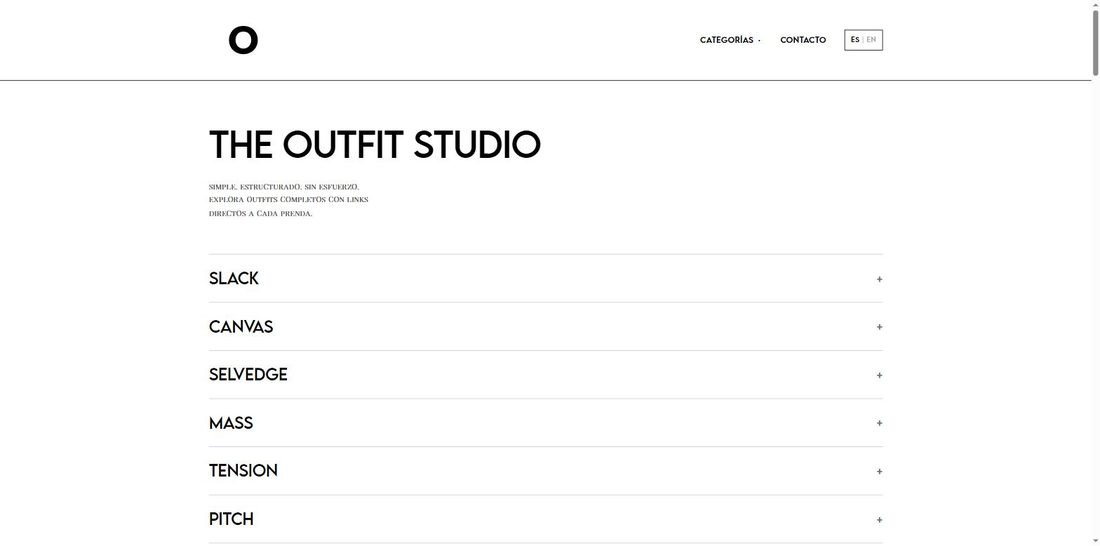 Website for The Outfit Studio, menswear