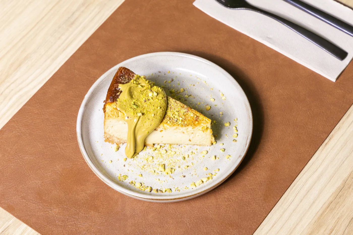 Tarta de queso de pistacho de MILA